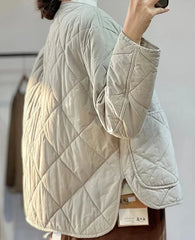 Women Solid Color Loose Quilted Coats