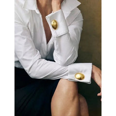 White Shirt With Gold Buttons