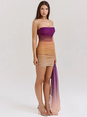 Ombre drapiertes, figurbetontes Minikleid