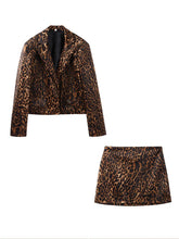 Vintage Leopard Print Jacket And Skirt Outfit