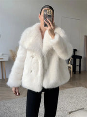 Fur Feather Long Sleeve Tassel Lapel Coat