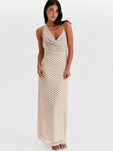 Polka Dot Backless Spaghetti Strap Party Maxi Dress