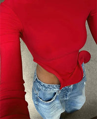 Red Ruffle Crop Top