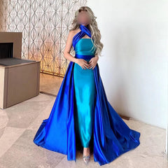 Royal Blue Evening Dress with Turquoise Overskirt