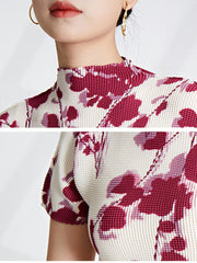 Printed Top and Pleated Long Skirt Suit