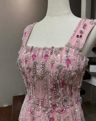Straps with Gems Sparkling Beaded All Over Ball Dress