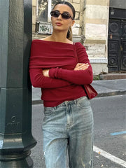 Off-Shoulder Knitwear Pullover Top