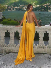 Yellow Satin Maxi Dress