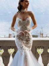 Lace Applique Mermaid Wedding Dress