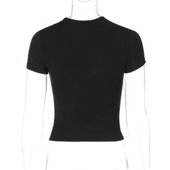 Black Pleated Bandage Cropped T-Shirt Y2K Streetwear