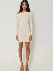 One Shoulder Pleated Mini Dress