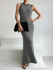 Striped Ribbed Midi Dress