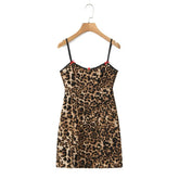 Bow Brown Leopard Print Sling Dress
