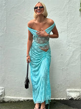 Elegant Summer Lace V-Neck 2-Piece Maxi Skirt Set