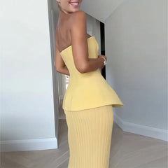 Sleeveless Top High Waist Pleated Skirt Suit