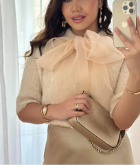 Women's Bow-Decorated O-Neck Cardigan