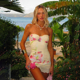 Printed Off-Shoulder Backless Party Dress for Women