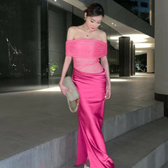 Off-the-Shoulder Strapless Backless Maxi Dress