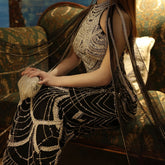 Black Evening Gown with Cape Sleeves