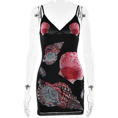 Spaghettiträger-Minikleid mit Blumenmuster