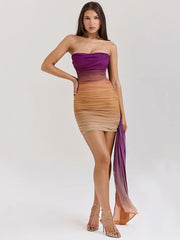 Ombre drapiertes, figurbetontes Minikleid
