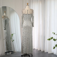 Mermaid Long Sleeves Stripes Prom Gown