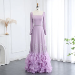 Lilac Ruffles Evening Dresses for Women