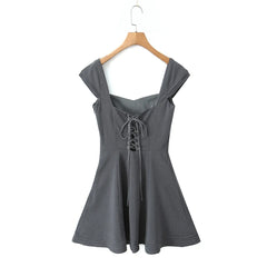 Cross Lacing up Back Mini Dress