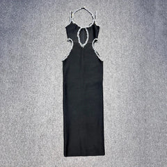 Black Diamond Bandage Sleeveless V-Neck Maxi Dress