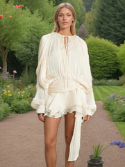 Elegant V-Neck Lace-Up Summer Style Mini Dress