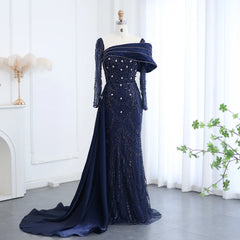 Crystal Mermaid Evening Gown with Overskirt