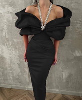 Pleated Strapless Bow Ankle Length Dress