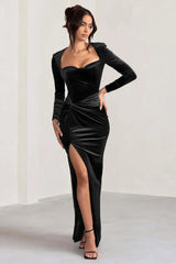 Velvet Elastic Tight Long Sleeved Dress