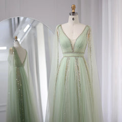 Cape Sleeves Chiffon Plus Size Party Gown