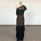 Convertible Maxi Lace Trim Evening Gown