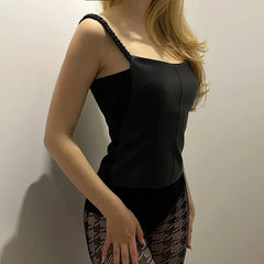 Camisole-Top aus PU-Leder mit eckigem Ausschnitt