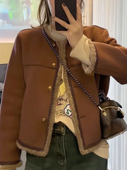 Trendy Faux Lamb Fur Coat