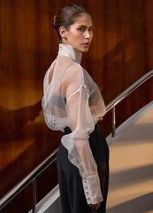 Mesh See-Through Long Sleeve Shirt