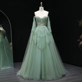 Off-Shoulder Cape Sleeves Sweetheart Gown