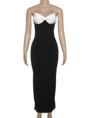 Bows Contrast Color Ribbon Long Dress