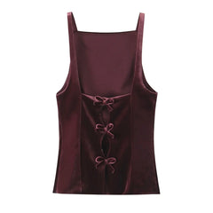 Back Bow Thin Velvet Tank Top