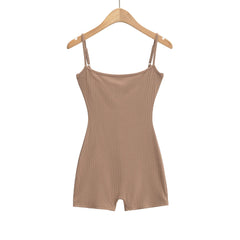 Rib Knitted Sling Bodysuits With Bow Sashes Hem