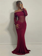 Elegant Backless High Waist Mesh Patchwork Maxi Dress