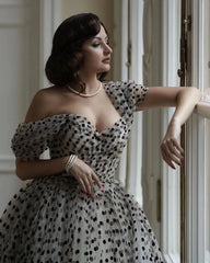 Black Polka Dot Tulle Gown