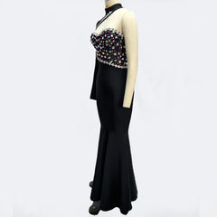 Black Diamond Maxi Dress Turtleneck
