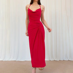 High Waist Off Shoulder Solid Maxi Dress