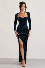 Velvet Elastic Tight Long Sleeved Dress