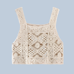Crochet Hollow Out Geometric Pattern Knitted Top