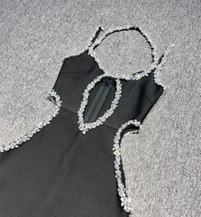 Black Diamond Bandage Sleeveless V-Neck Maxi Dress