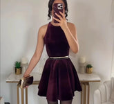 Solid Tank Velvet Mini Dress